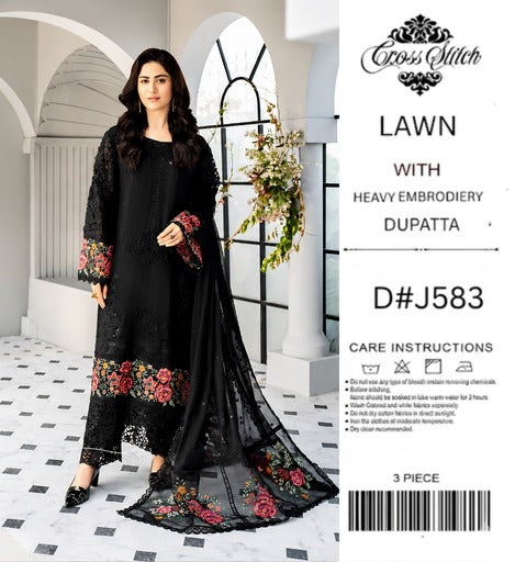 Lawn with  Embroidered -3Pc